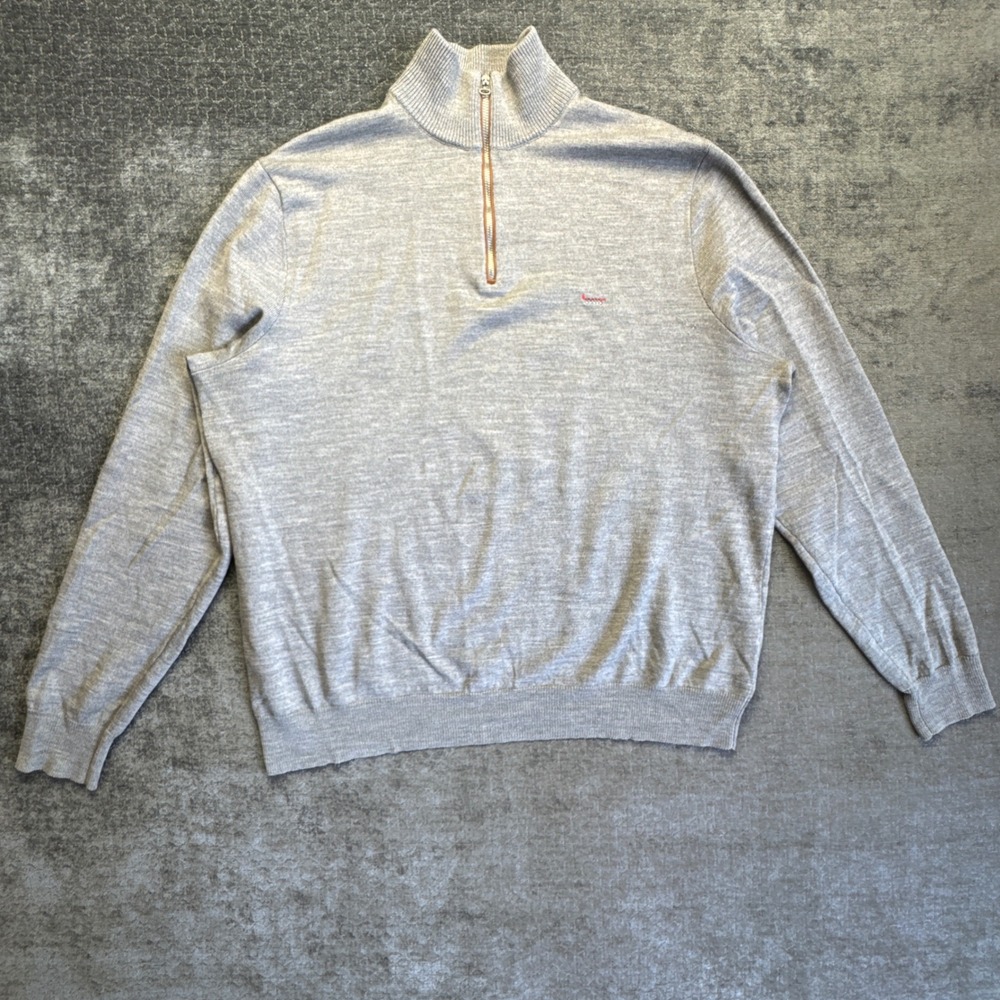 Polo Golf Ralph Lauren Sweater Mens XL Gray Merino Wool Mock Neck Quarter Zip
